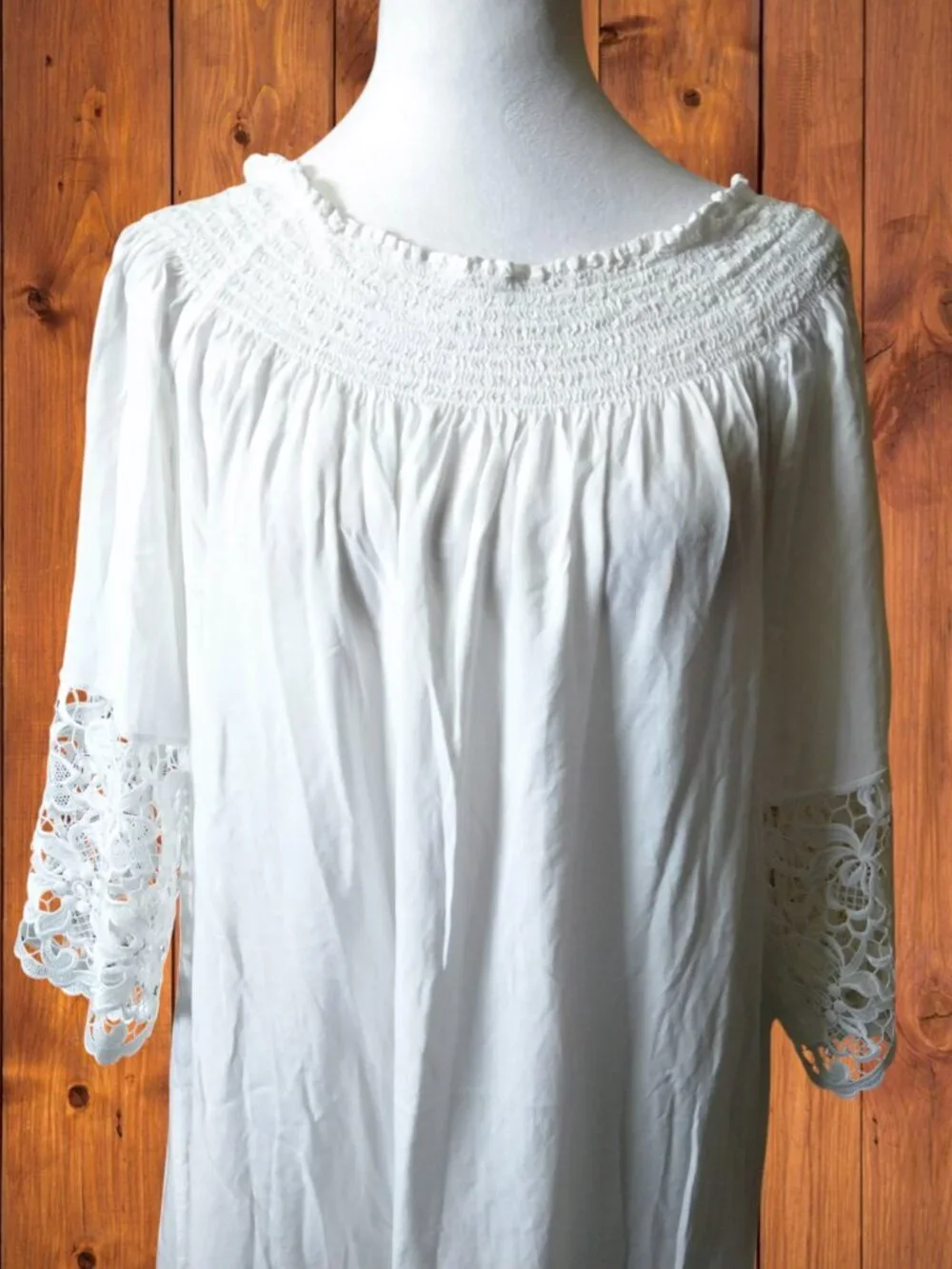 Lise Charmel Size Large White Off Shoulder Mini Dress Tunic Lace Pullover
